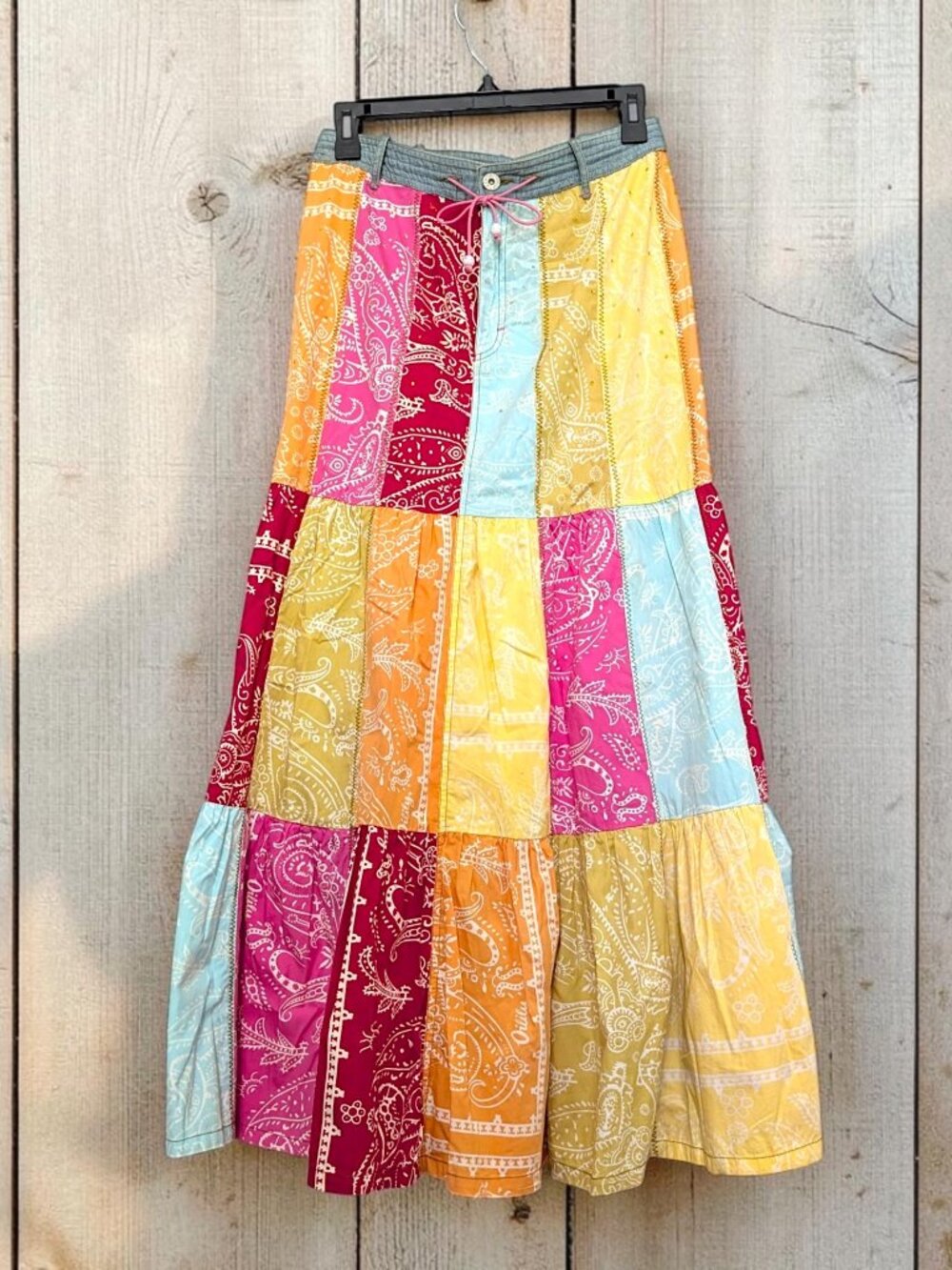 Oilily VTG 90s multicolor floral paisley patchwork fairy boho cottage skirt 36 S